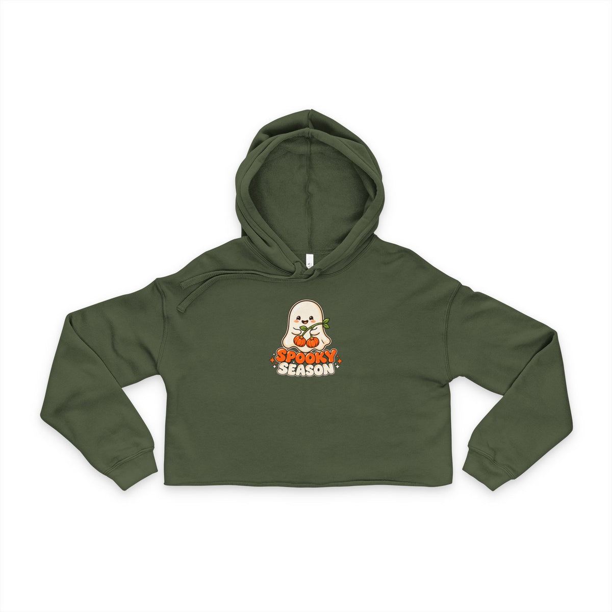 Cropped Hoodie - 'Spooky Season' Ghost Pumpkin Graphic
