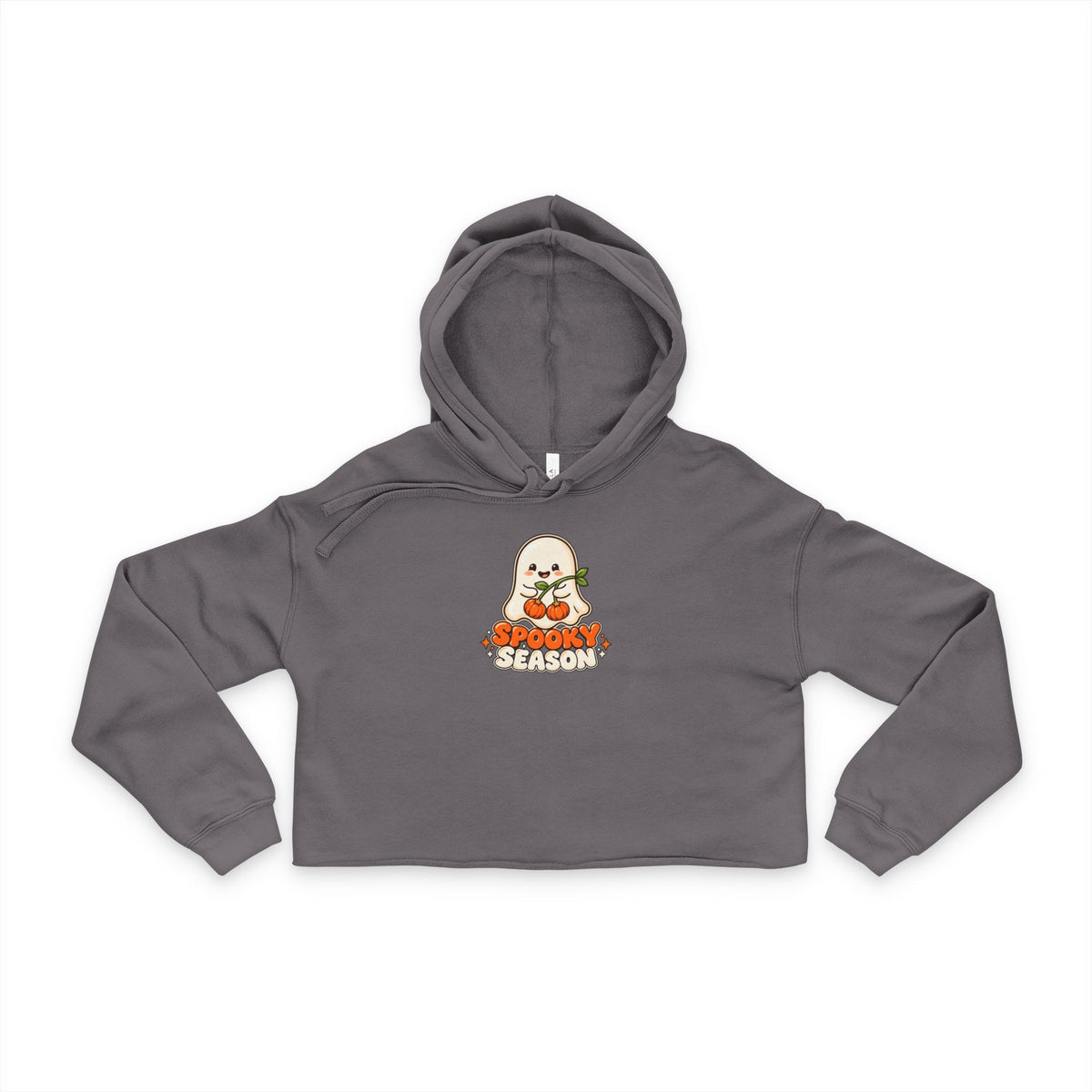 Cropped Hoodie - 'Spooky Season' Ghost Pumpkin Graphic
