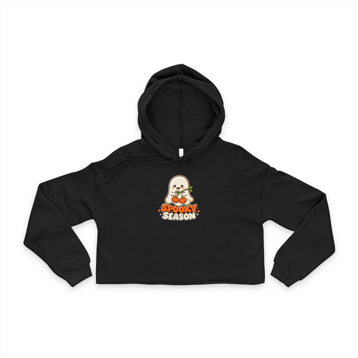 Cropped Hoodie - 'Spooky Season' Ghost Pumpkin Graphic